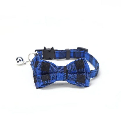 Plaid Breakaway Cat Collar with Bow Tie & Bell – Adjustable Safety Collar for Cats and Kittens