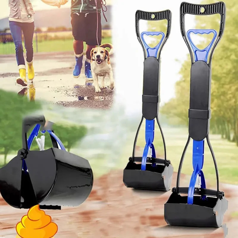 Dog Pooper Scooper – Long Handle Foldable Pet Waste Pickup Tool with Jaw Scoop for Outdoor Cleanup