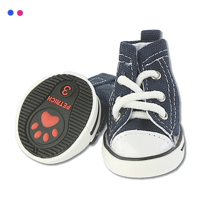 Denim Canvas Dog Sneakers – Sporty Cloth Shoes & Cute Pet Boots for Small Dogs and Puppies