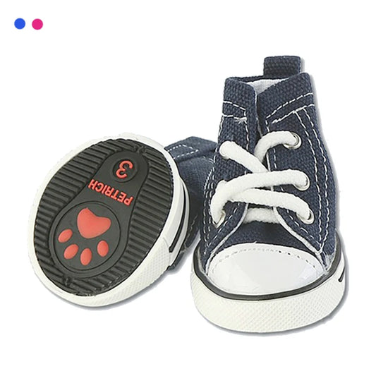 Denim Canvas Dog Sneakers – Sporty Cloth Shoes & Cute Pet Boots for Small Dogs and Puppies