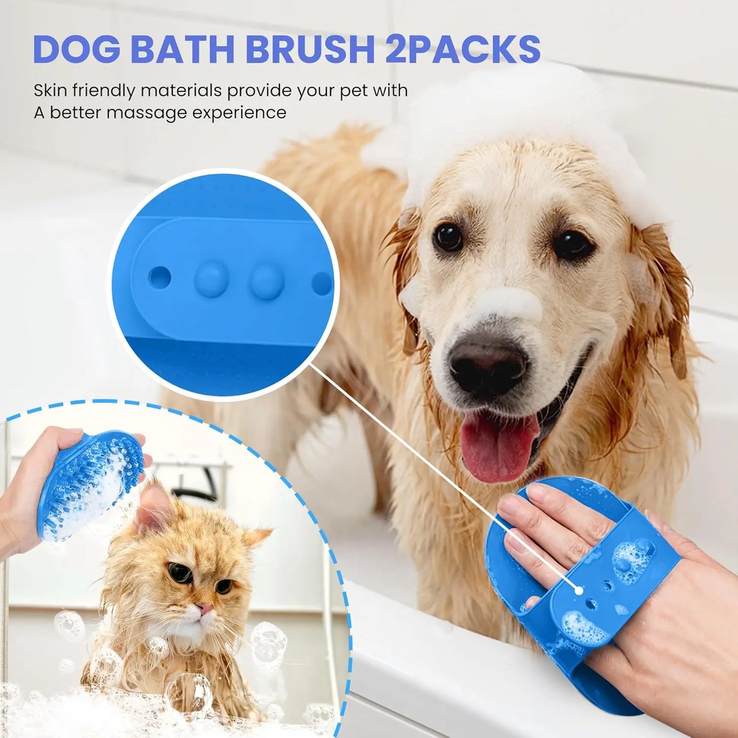 5-in-1 Self-Cleaning Pet Grooming Kit – Deshedding Brush for Dogs & Cats, Gentle on Skin, Easy Fur Removal (Blue)