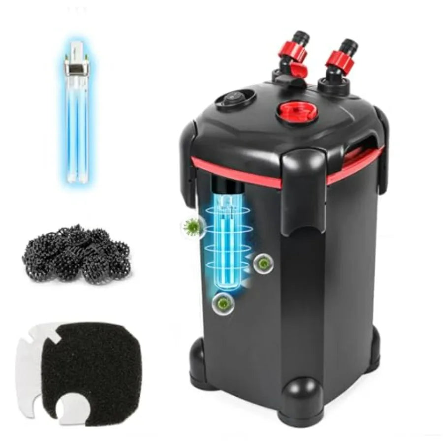 External Canister Filter – Ultra-Quiet Aquarium Water Circulation & Cleaning Filter with Filter Media for Fish Tanks & Aquariums