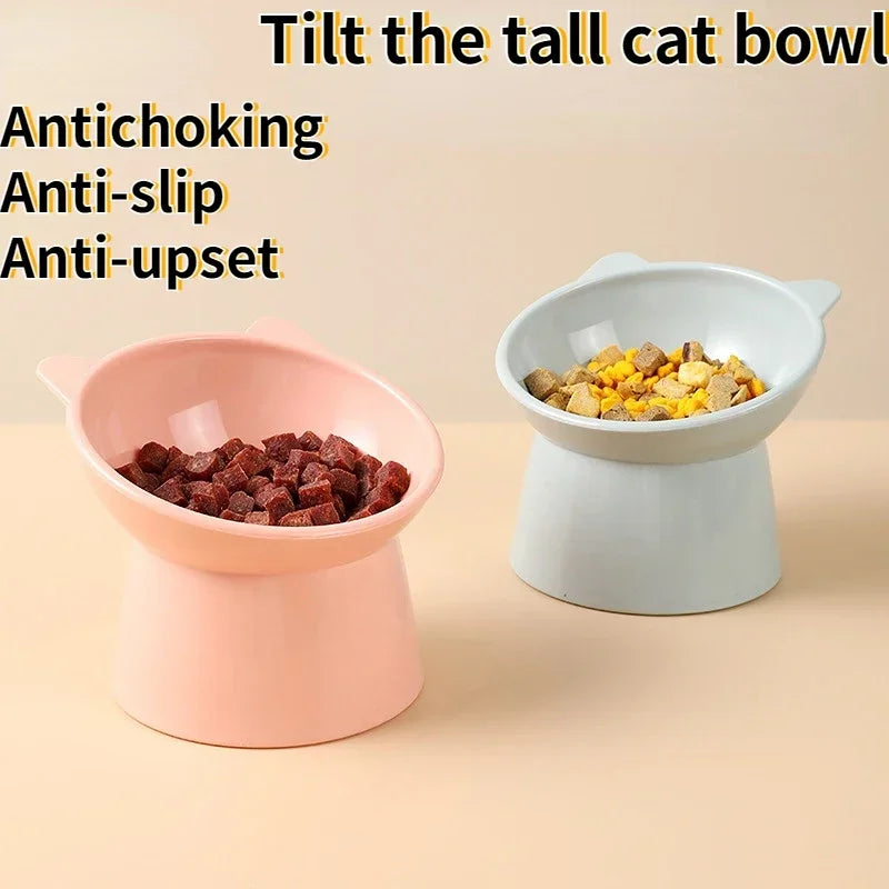 Elevated Pet Bowl – 45° Tilted Anti-Tip Feeding Bowl with Non-Slip Base & Neck Protection for Cats & Dogs
