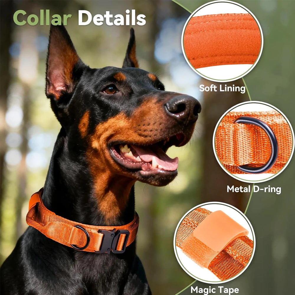 Tactical Dog Collar with Control Handle – Adjustable Heavy-Duty Military Nylon Collar for Medium & Large Dogs
