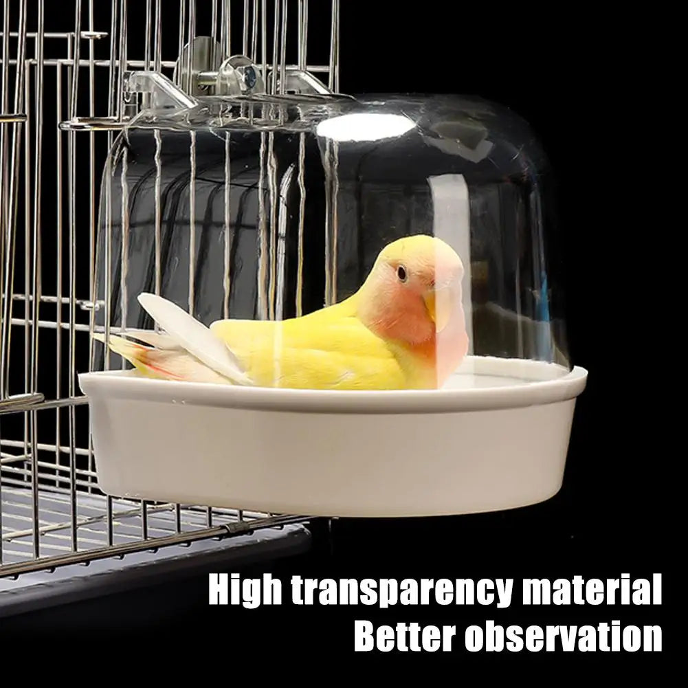 Clear Hanging Bird Bath for Cages – Transparent Bathtub for Parakeets, Budgies, Canaries & Cockatiels