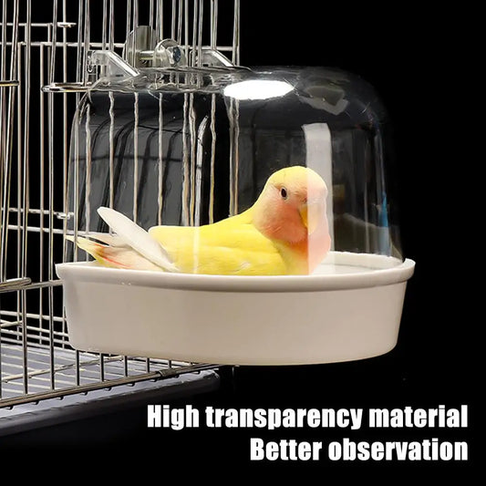 Clear Hanging Bird Bath for Cages – Transparent Bathtub for Parakeets, Budgies, Canaries & Cockatiels