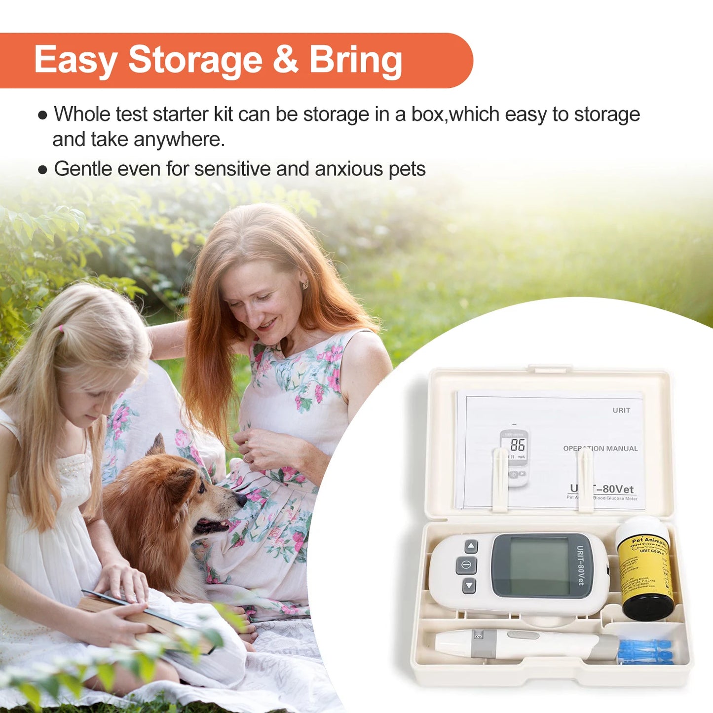 Pet Blood Glucose Monitoring Kit – All-in-One Digital Diabetes Testing System for Cats & Dogs, Home or Clinic Use