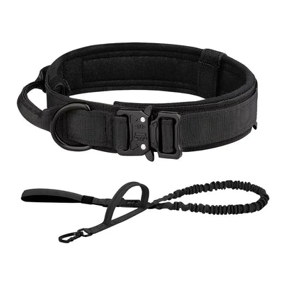 Adjustable Tactical Dog Training Collar & Leash Set – Durable Control Handle for All Breeds