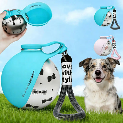 Portable Dog Water Bottle – Leakproof Folding Travel Drinking Cup with Lanyard Hook for Outdoor Use