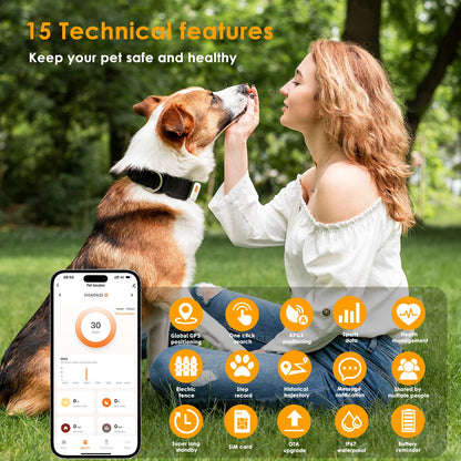 Real-Time GPS Pet Collar Tracker Health Monitoring & Step Counting for Dogs