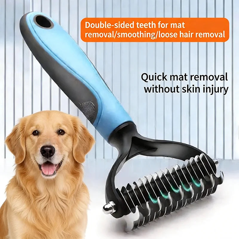 Dematting Comb Deshedding Brush Pet Grooming Tool For Cats Dogs Remove Loose Fur Tangles Pro Hair Care Grooming Accessory