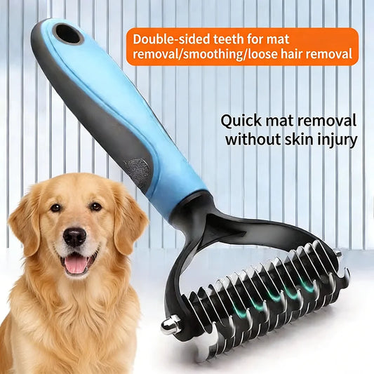 Dematting Comb Deshedding Brush Pet Grooming Tool For Cats Dogs Remove Loose Fur Tangles Pro Hair Care Grooming Accessory