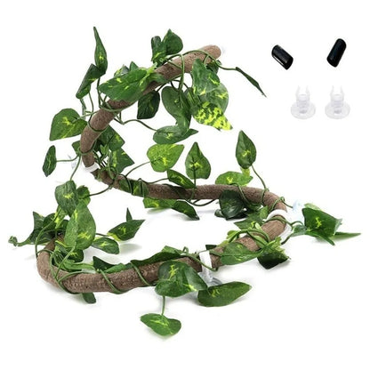 Rattan Reptile Vines Set – Climbing Vines with Suction Cups & Artificial Plants for Lizard, Gecko & Chameleon Terrariums