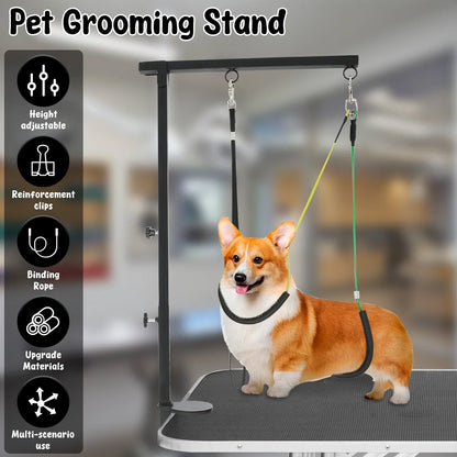 Adjustable Dog Grooming Table Arm with Clamp – Iron Pet Grooming Stand for Haircuts, Trimming & Nail Clipping