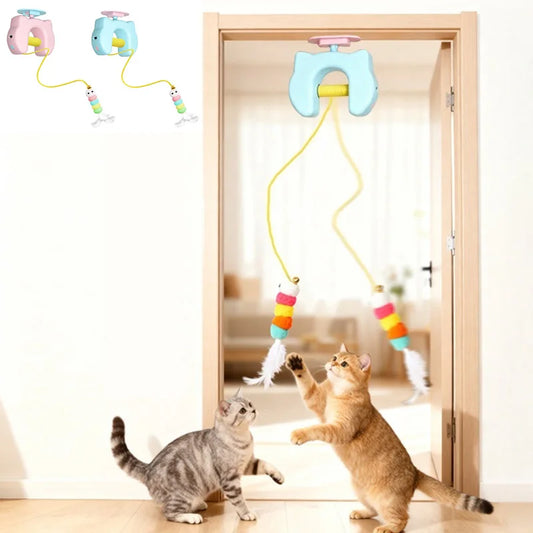 Electric Interactive Cat Toy – Auto Swing Feather Toy with Dual Ropes for Self-Play, Exercise & Indoor Fun