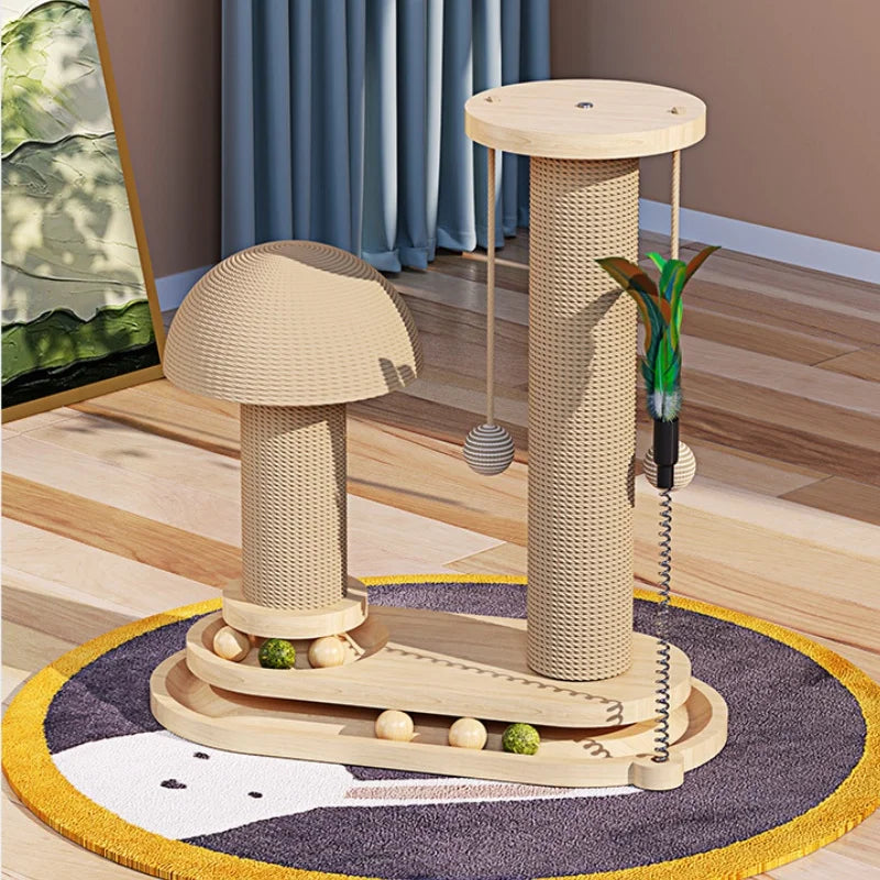 Interactive Cat Scratching Post Tower with Jute & Ball Track – Durable Multi-Functional Scratcher for Indoor Cats