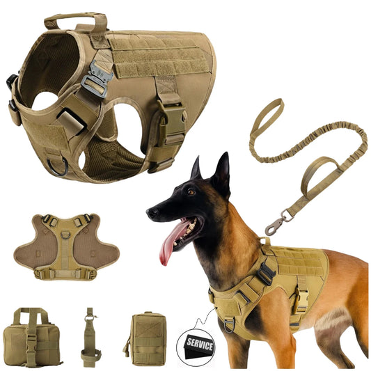 Tactical Dog Harness – Heavy-Duty Adjustable No-Pull Service Vest with Control Handle for Training, Hunting & Walking Large Breed Dogs