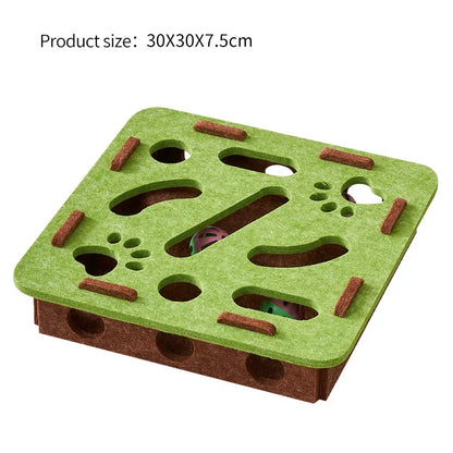 Interactive Cat Puzzle Toy Box – Felt Maze Tunnel with Bell Ball for Indoor Cat Entertainment & Enrichment