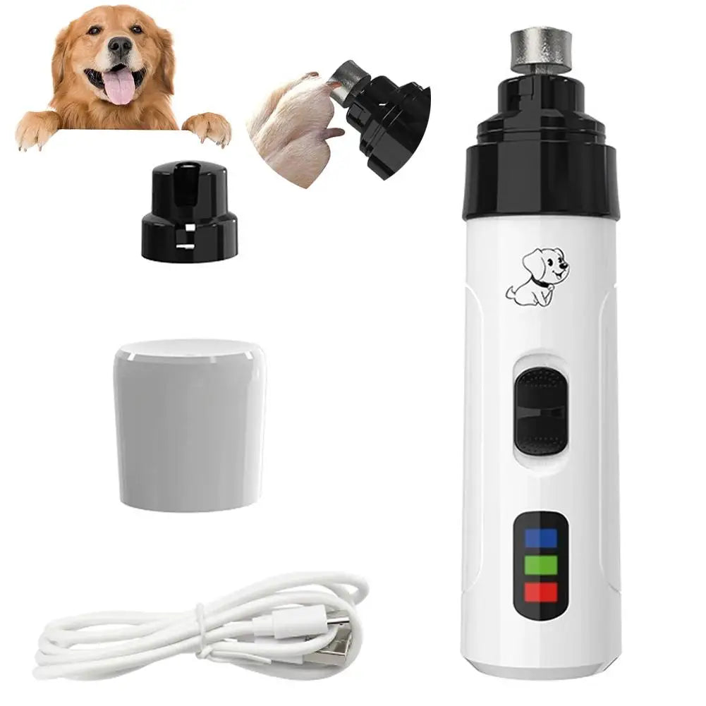 USB Rechargeable Electric Pet Nail Grinder – Painless Nail Trimmer for Small & Large Dogs and Cats