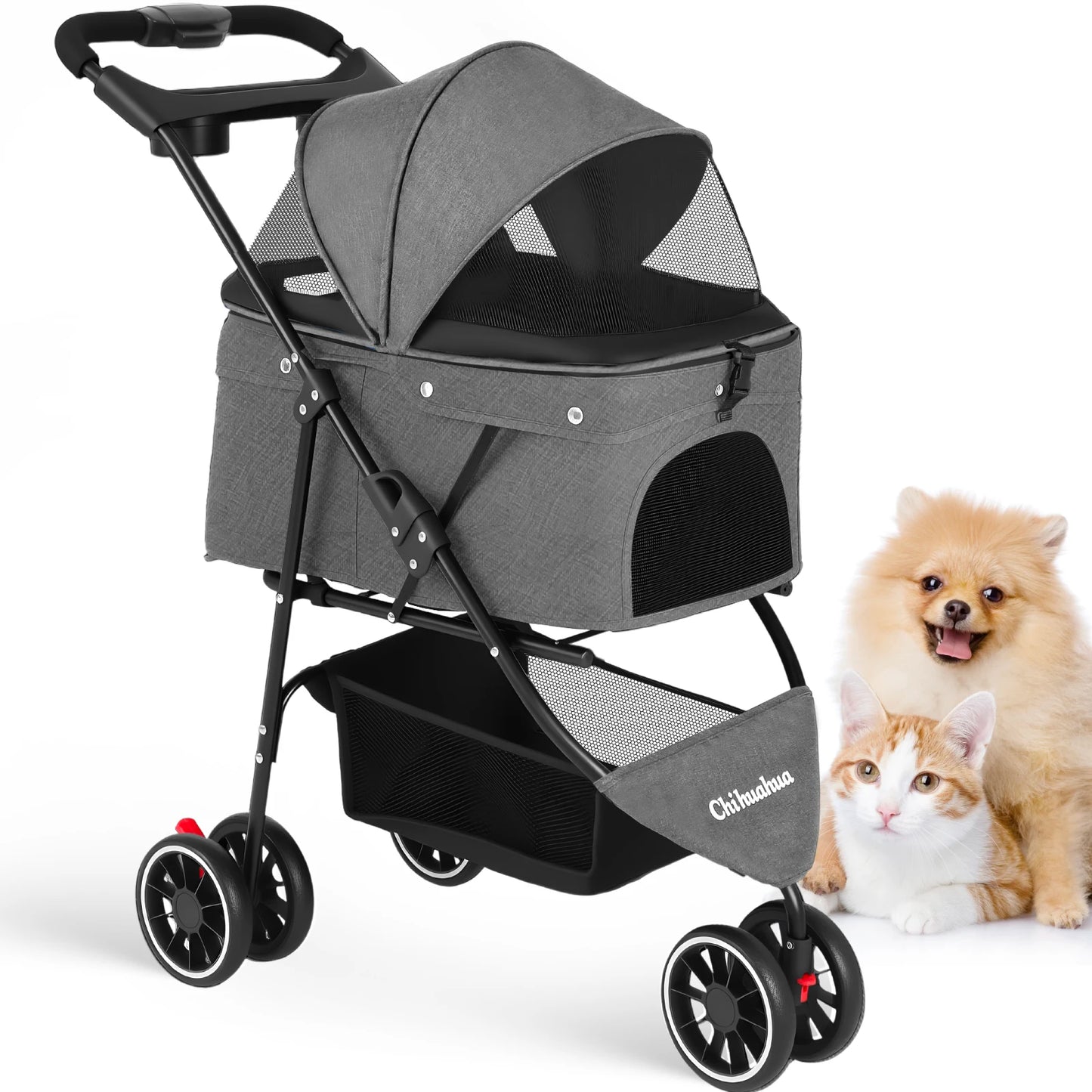 Foldable Pet Stroller – Portable Travel Stroller for Small Dogs, Puppies & Cats