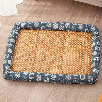 Summer Cat Cooling Sleeping Mat – Breathable Rattan Pet Bed Cushion with Anti-Slip Design for Cats & Small Dogs