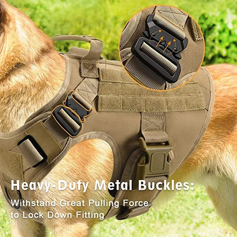 Tactical Dog Harness – Heavy-Duty Adjustable No-Pull Service Vest with Control Handle for Training, Hunting & Walking Large Breed Dogs