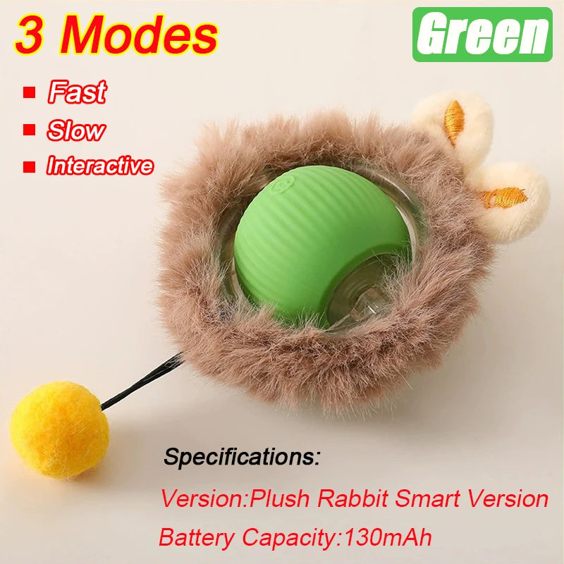Automatic Rolling Cat Toy Ball – Rechargeable Smart Ball with Faux Tail Mouse Chase Toy for Cats & Small Dogs