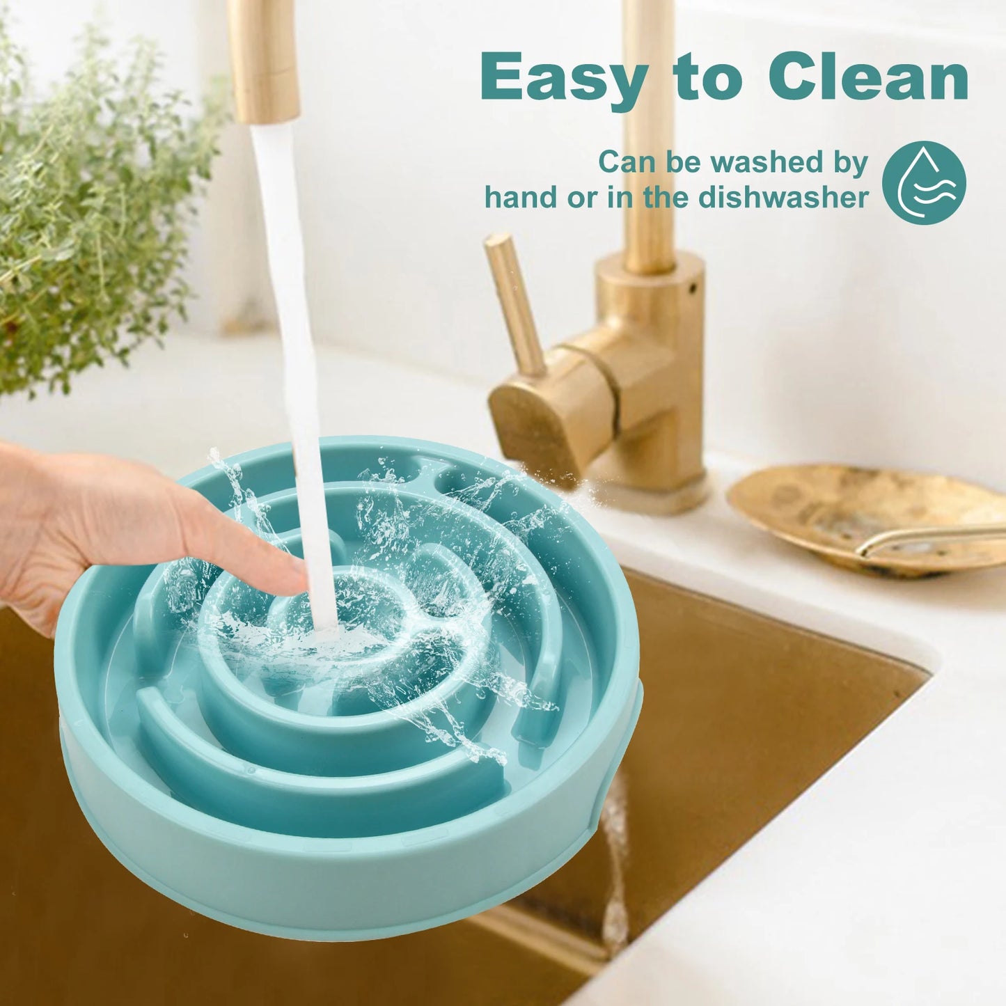 Slow Feeder Dog and Cat Bowl – Non-Slip Anti-Gulping Feeding Dish for Large, Medium & Small Dogs, Puppies and Cats