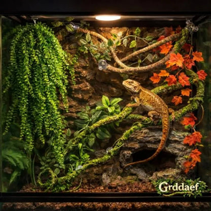 Flexible Reptile Jungle Vine with Leaves – Climbing Branch Decor for Snakes, Bearded Dragons, Geckos & Terrariums