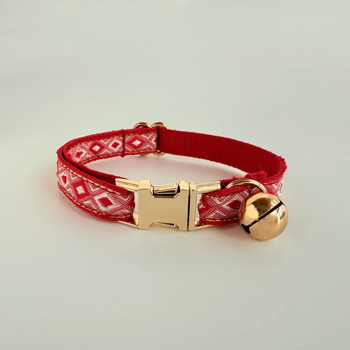 Personalized Jacquard Cat Collar with Gold Thread – Adjustable Collar for Kittens & Small Dogs