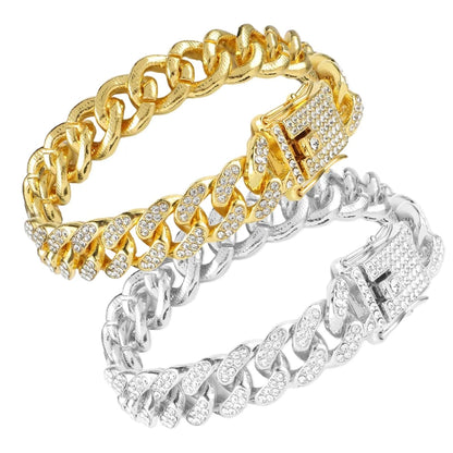 Luxury Gold And Silver Cuban Link Cat Collar Necklace – Crystal Rhinestone Pet Jewelry for Cats & Kittens