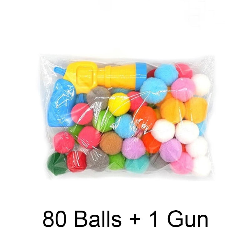 Cat Plush Ball Launcher Toy – Interactive Mini Shooting Game with Soft Plush Balls for Indoor Cats & Kittens