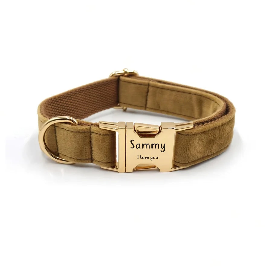 Custom Engraved Velvet Dog Collar – Personalized Name & Phone Number ID Collar