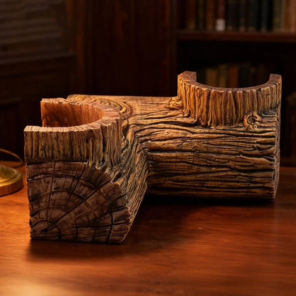 Wood Grain Aquarium Tunnel Cave – Two-Hole Fish Tank Corner Hideout & Shelter Decoration for Fish, Shrimp & Aquatic Pets