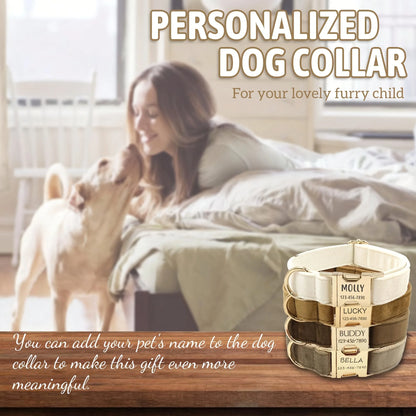 Custom Engraved Velvet Dog Collar – Personalized Name & Phone Number ID Collar