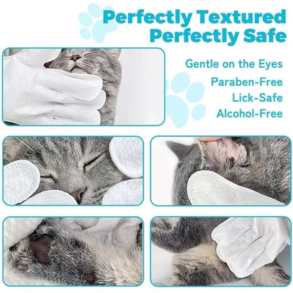 6PCS Pet Cleaning Wipes Gloves – Disposable Deodorizing Paw & Body Bath Wipes for Dogs & Cats