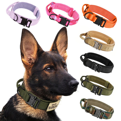 Adjustable Tactical Dog Training Collar & Leash Set – Durable Control Handle for All Breeds