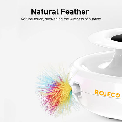 ROJECO 2-in-1 Smart Interactive Pet Toy – Automatic Feather & Fun Ball with 5 Play Modes for Cats & Small Dogs