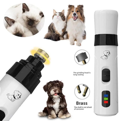 USB Rechargeable Electric Pet Nail Grinder – Painless Nail Trimmer for Small & Large Dogs and Cats