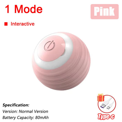Automatic Rolling Cat Toy Ball – Rechargeable Smart Ball with Faux Tail Mouse Chase Toy for Cats & Small Dogs
