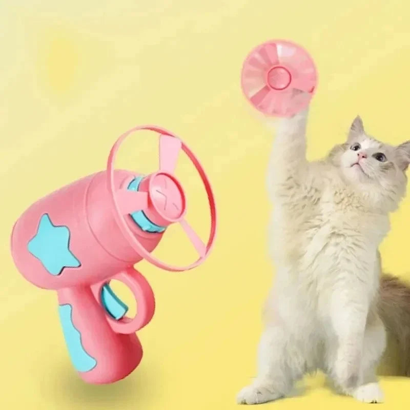 Interactive Cat Toy Launcher – Mini Flying Disc Shooting Gun for Kitten Training, Exercise & Play