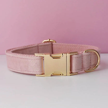 Custom Engraved Velvet Dog Collar and Leash Set – Personalized for Medium & Large Dogs