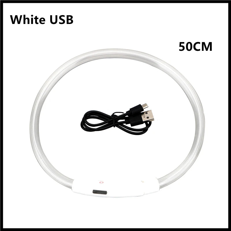 USB Rechargeable LED Glowing Dog Collar – Adjustable Light-Up Safety Collar for Small & Large Dogs and Cats
