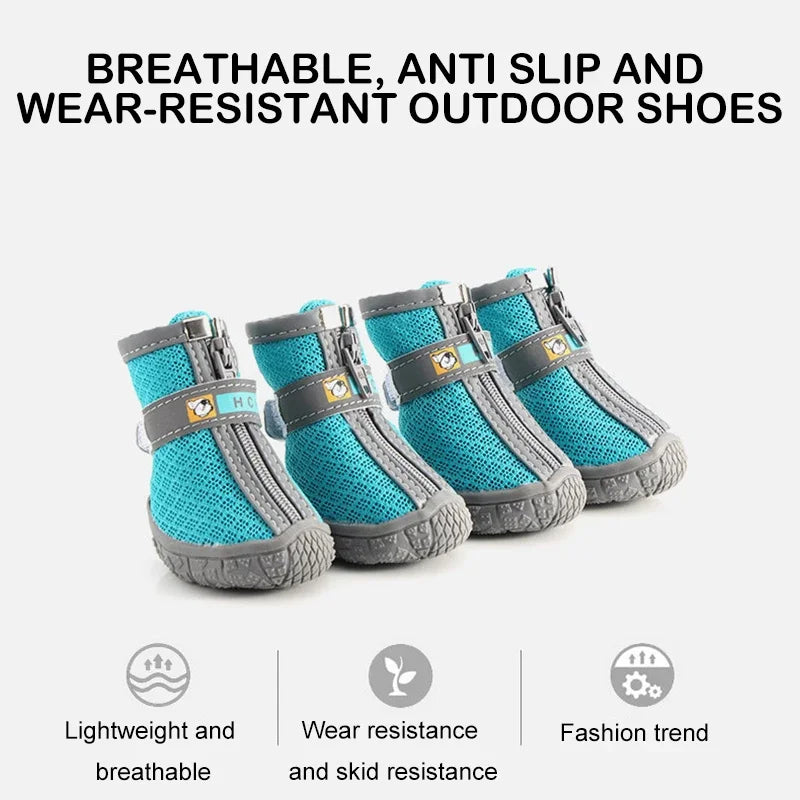Dog Boots with Non-Slip Soles – Warm Plush Paw Protection Shoes, Breathable Outdoor Booties for Dogs
