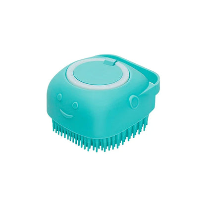 Dog Bathing Brush with Shampoo Dispenser – Soft Silicone Massage Grooming Brush for Dogs & Cats