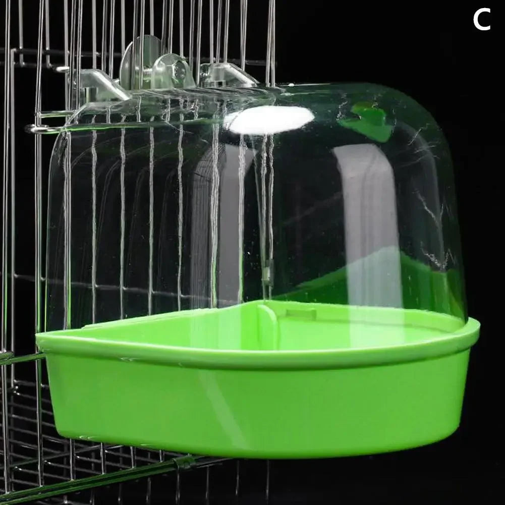 Clear Hanging Bird Bath for Cages – Transparent Bathtub for Parakeets, Budgies, Canaries & Cockatiels