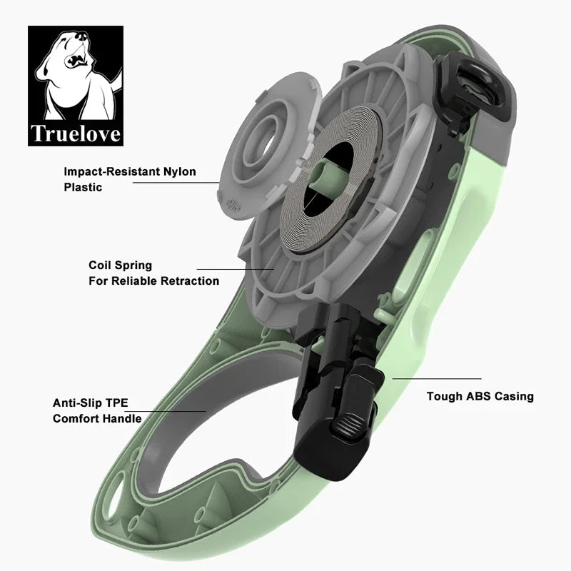 Truelove TLL5001 16FT Retractable Dog Leash – Tangle-Free Strong Nylon Tape with One-Hand Brake, Pause & Lock for Dogs & Cats