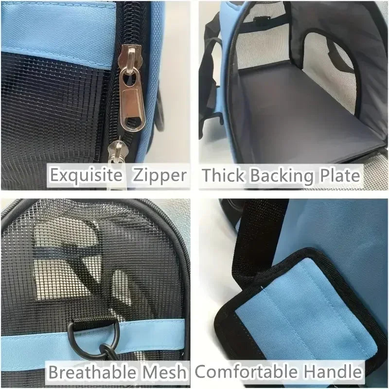 Portable Mesh Pet Carrier Bag – Breathable Foldable Travel Handbag for Cats & Small Dogs