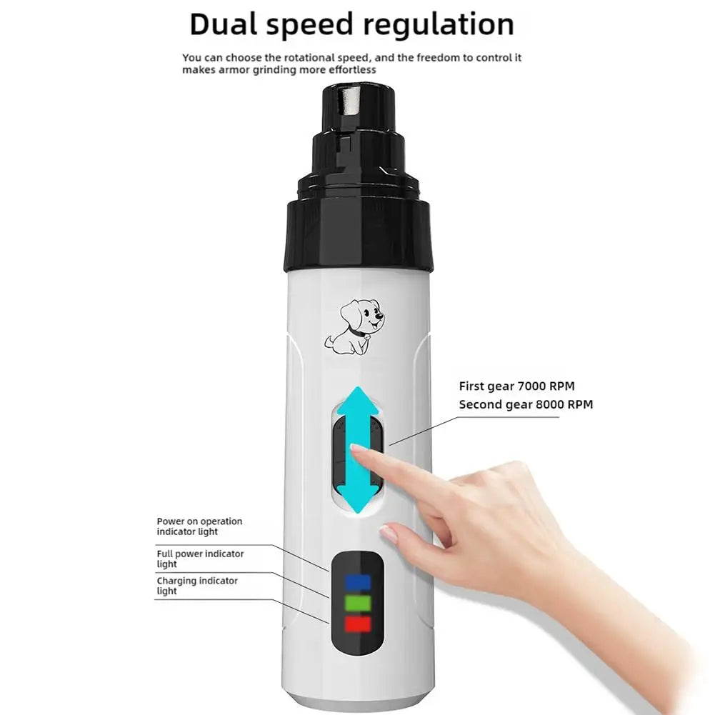 USB Rechargeable Electric Pet Nail Grinder – Painless Nail Trimmer for Small & Large Dogs and Cats