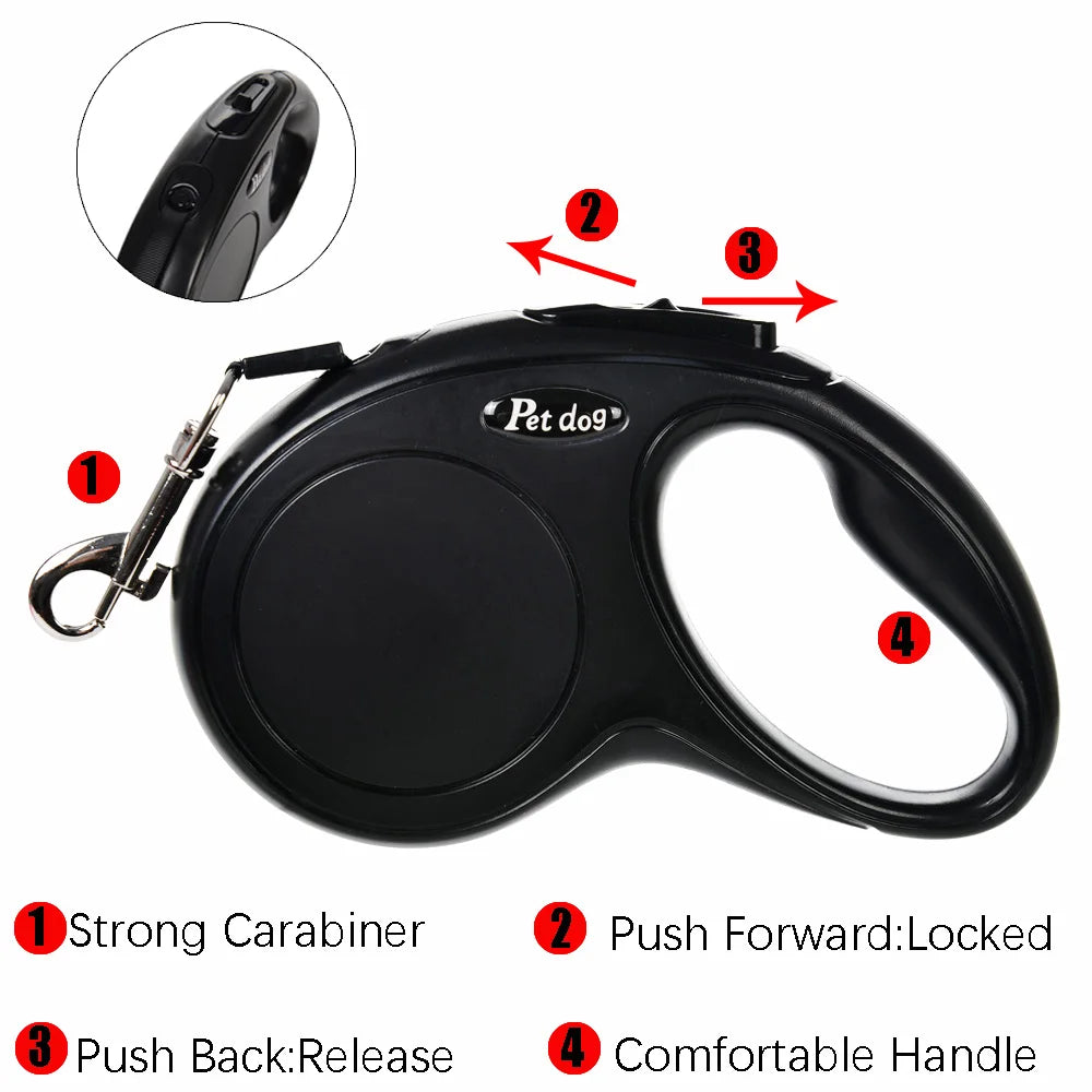 3m/5m Retractable Dog Leash – Strong Nylon Extendable Lead for Small & Medium Dogs, Cats & Puppies